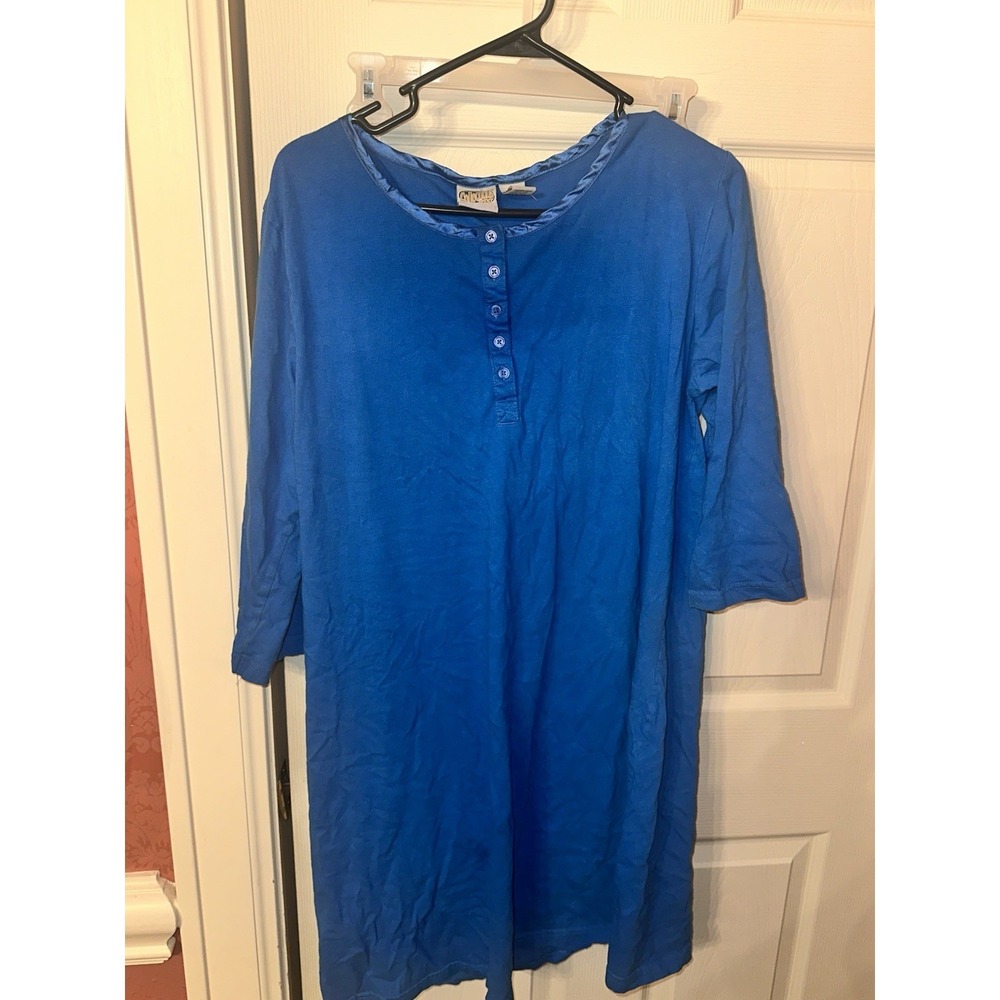 Collections Etc Women's Blue Mid Sleeve Night Gown Size Large